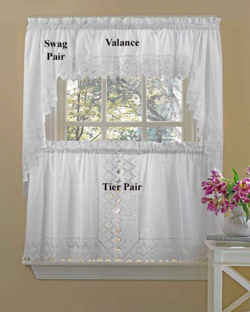 Nouveau Embroidered Kitchen Curtains